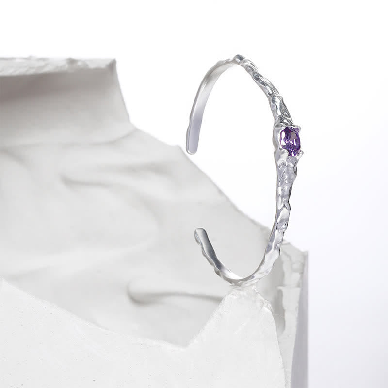 Olivenorma Natural Amethyst Silver-plated Irregular Open Bracelet - image 3