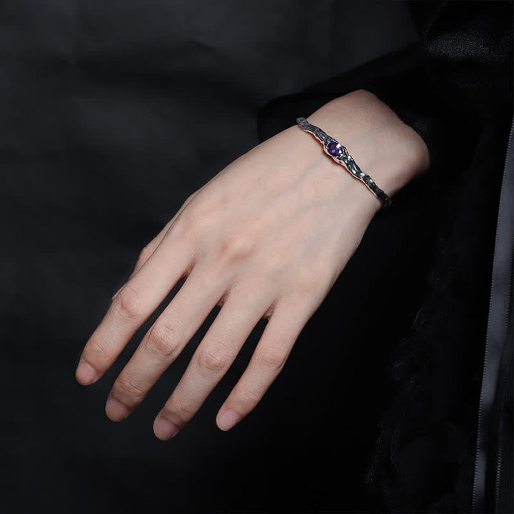 Olivenorma Natural Amethyst Silver-plated Irregular Open Bracelet - image 2