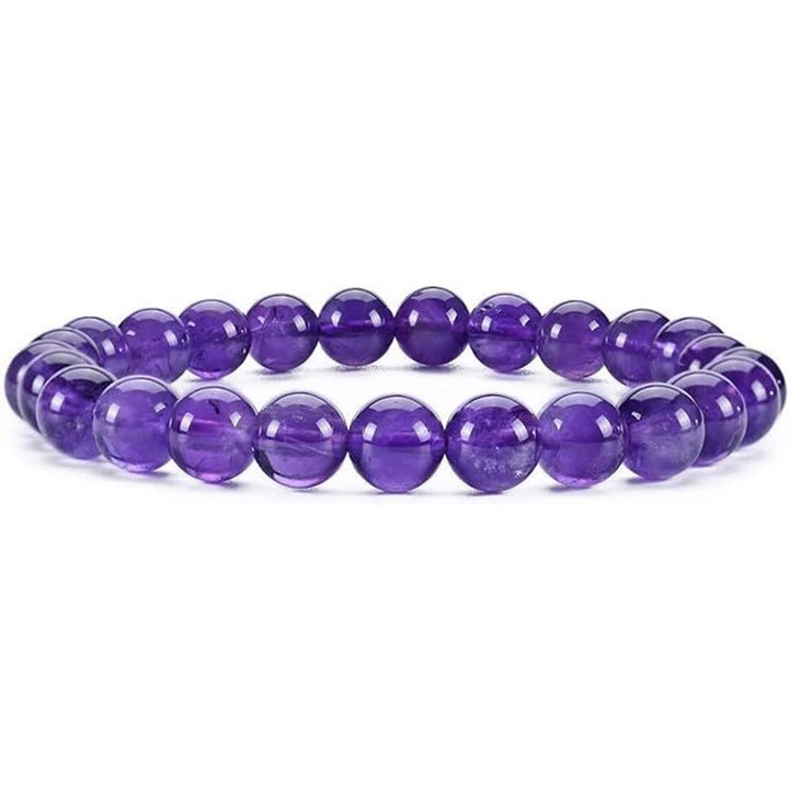 Olivenorma 8mm Natural Stone Beaded Women Men Bracelet - Amethyst - image 2