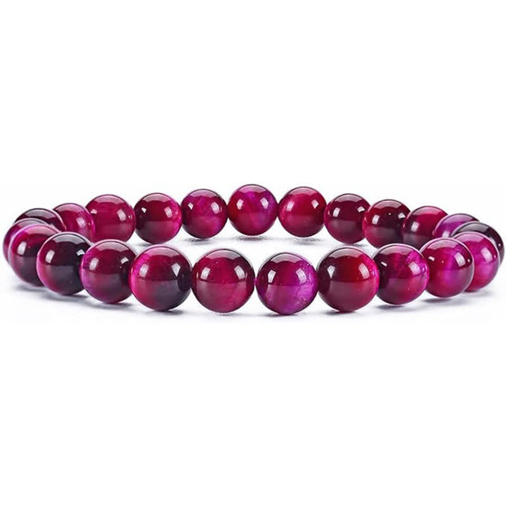 Olivenorma 8mm Natural Stone Beaded Women Men Bracelet - Pink Tiger Eye - image 21