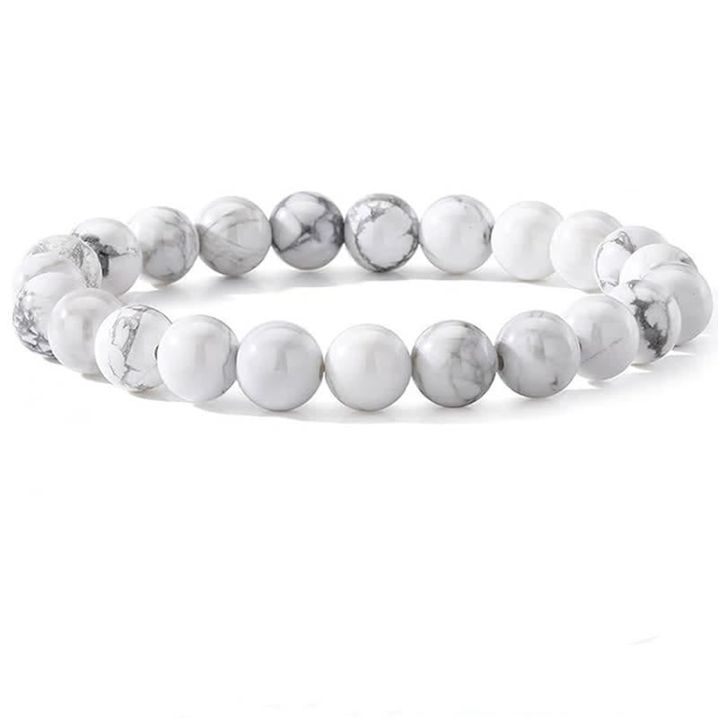 Olivenorma 8mm Natural Stone Beaded Women Men Bracelet - White Turquoise - image 27
