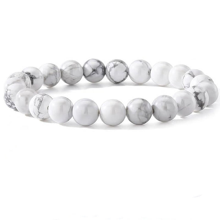Olivenorma 8mm Natural Stone Beaded Women Men Bracelet - White Turquoise - image 27