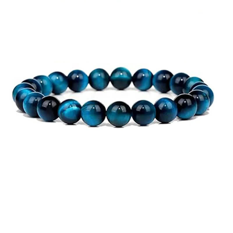Olivenorma 8mm Natural Stone Beaded Women Men Bracelet - Blue Tiger Eye - image 26