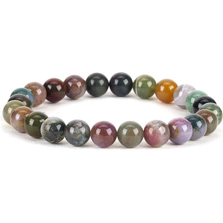 Olivenorma 8mm Natural Stone Beaded Women Men Bracelet - India Agate - image 0