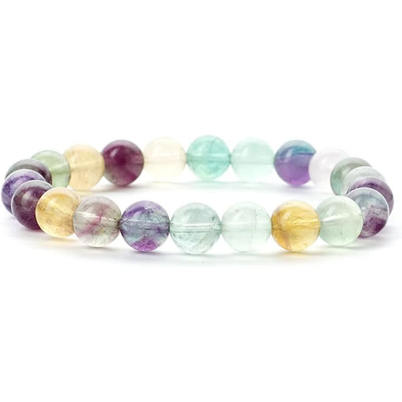 Olivenorma 8mm Natural Stone Beaded Women Men Bracelet - Fluorite - image 4