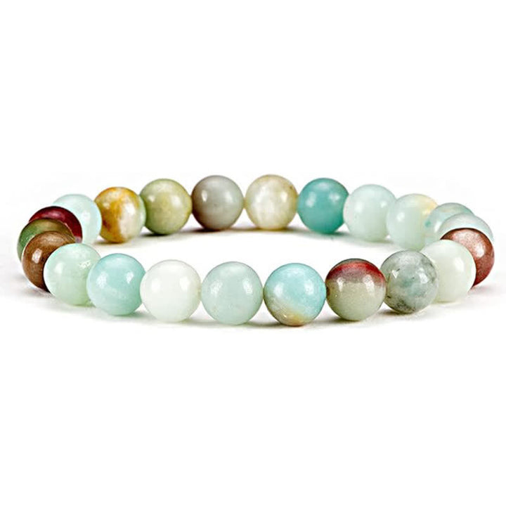 Olivenorma 8mm Natural Stone Beaded Women Men Bracelet - Amazonite - image 6