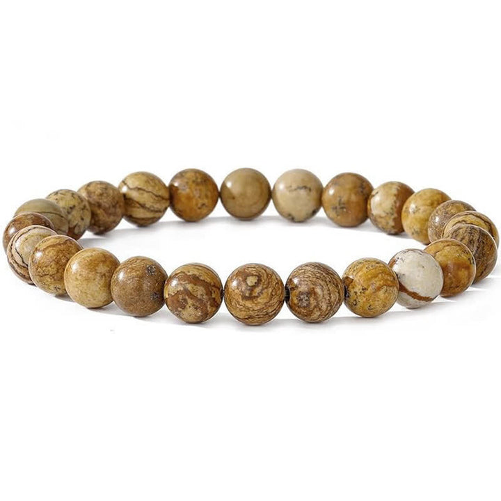 Olivenorma 8mm Natural Stone Beaded Women Men Bracelet - Picture Jasper - image 10