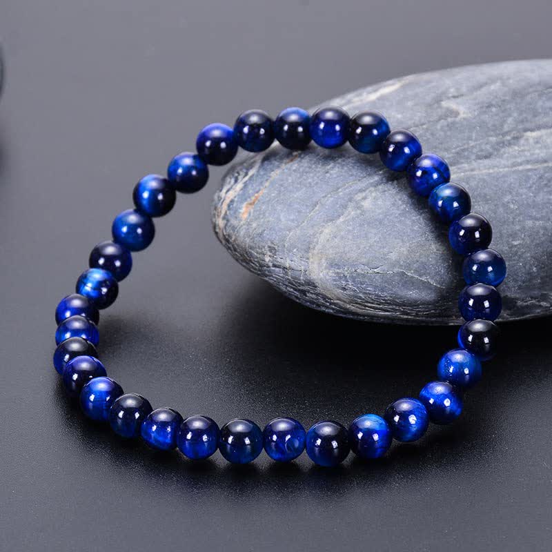 Olivenorma 8mm Natural Blue Tiger Eye Beaded Bracelet - image 4