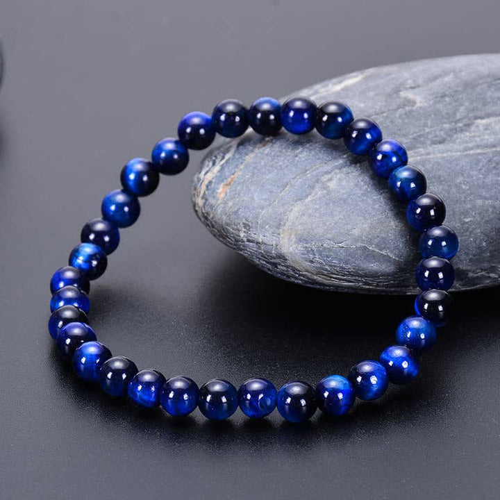 Olivenorma 8mm Natural Blue Tiger Eye Beaded Bracelet - image 4