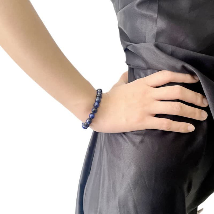 Olivenorma 8mm Natural Blue Tiger Eye Beaded Bracelet - image 1