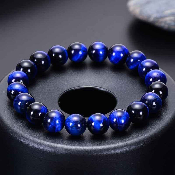 Olivenorma 8mm Natural Blue Tiger Eye Beaded Bracelet - image 3