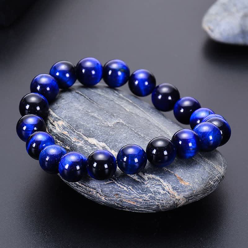 Olivenorma 8mm Natural Blue Tiger Eye Beaded Bracelet - Blue Tiger Eye - image 0