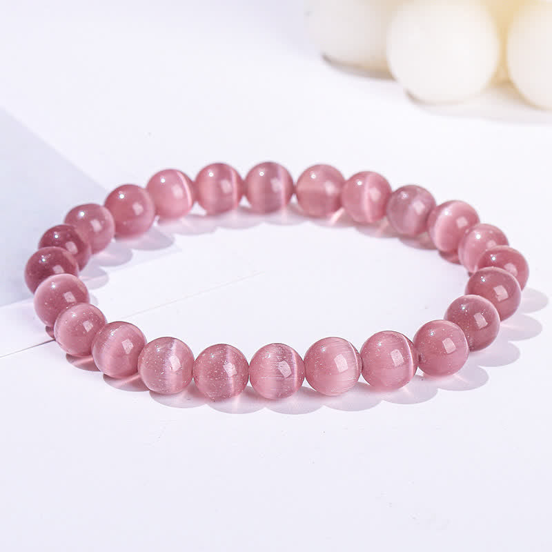Olivenorma 6-10mm Colorful Cat's Eye Stone Beaded Bracelet - Purple Cat's Eye Stone - image 0