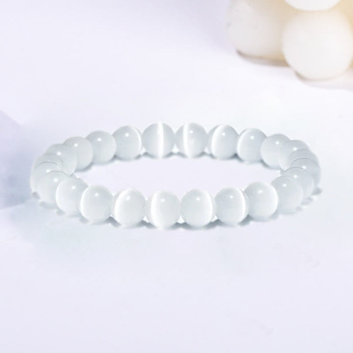 Olivenorma 6-10mm Colorful Cat's Eye Stone Beaded Bracelet - White Cat's Eye Stone - image 13