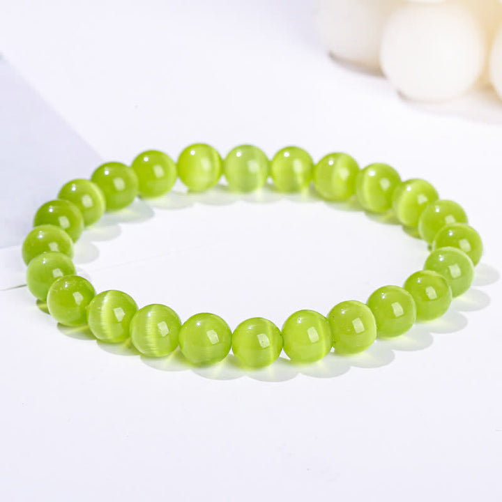 Olivenorma 6-10mm Colorful Cat's Eye Stone Beaded Bracelet - Bright Green Cat's Eye Stone - image 11
