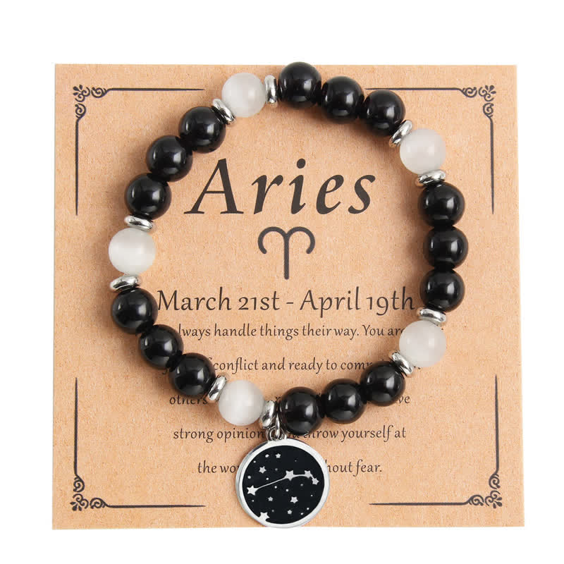 Olivenorma Natural Stone Beads Stainless Steel Zodiac Bracelet - Aries - image 1