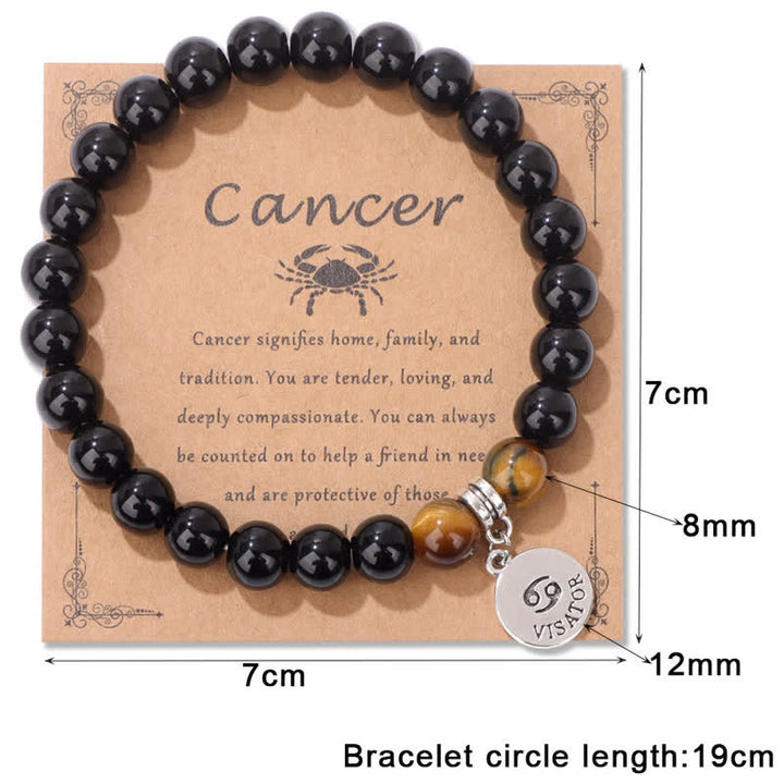 Olivenorma Obsidian Tiger Eye Beaded Zodiac Pendant Bracelet - image 14