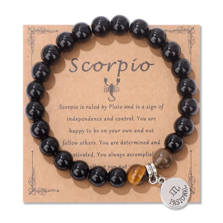 Olivenorma Obsidian Tiger Eye Beaded Zodiac Pendant Bracelet - Scorpio - image 9