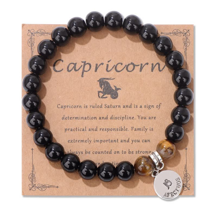 Olivenorma Obsidian Tiger Eye Beaded Zodiac Pendant Bracelet - Capricorn - image 11