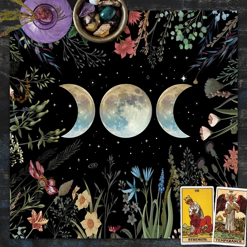 Olivenorma Triple Goddess Moon Symbol Divination Tarot Tablecloth - Triple Goddess #1 - 75cm*75cm - image 0