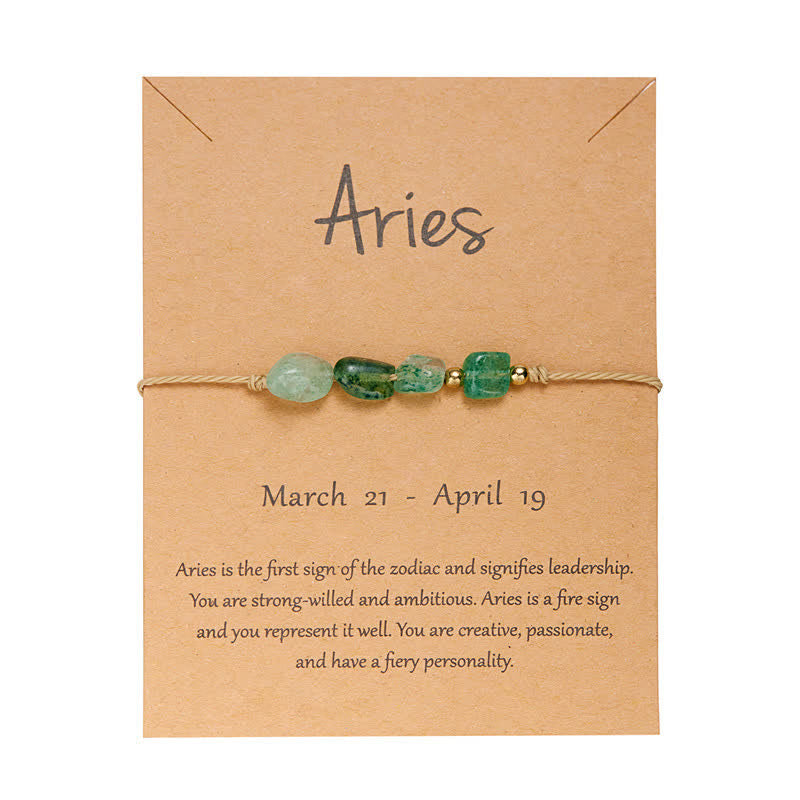 Olivenorma Irregular Stone Beaded Adjustable Astrological Signs Bracelet - Aries & Green Aventurine - image 1