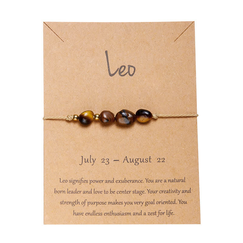 Olivenorma Irregular Stone Beaded Adjustable Astrological Signs Bracelet - Leo & Tiger Eye - image 9