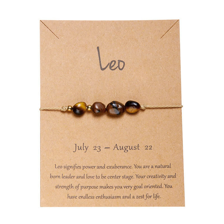 Olivenorma Irregular Stone Beaded Adjustable Astrological Signs Bracelet - Leo & Tiger Eye - image 9