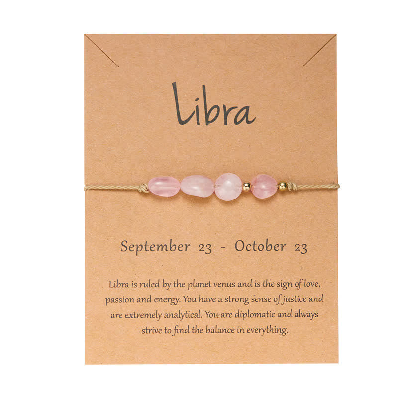 Olivenorma Irregular Stone Beaded Adjustable Astrological Signs Bracelet - Libra & Rose Quartz - image 13