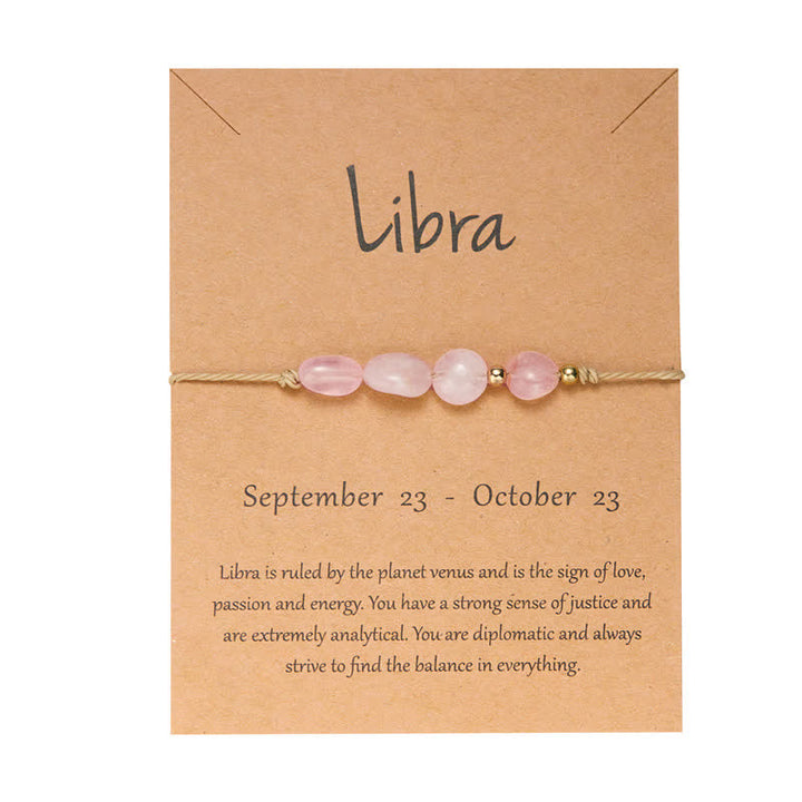 Olivenorma Irregular Stone Beaded Adjustable Astrological Signs Bracelet - Libra & Rose Quartz - image 13