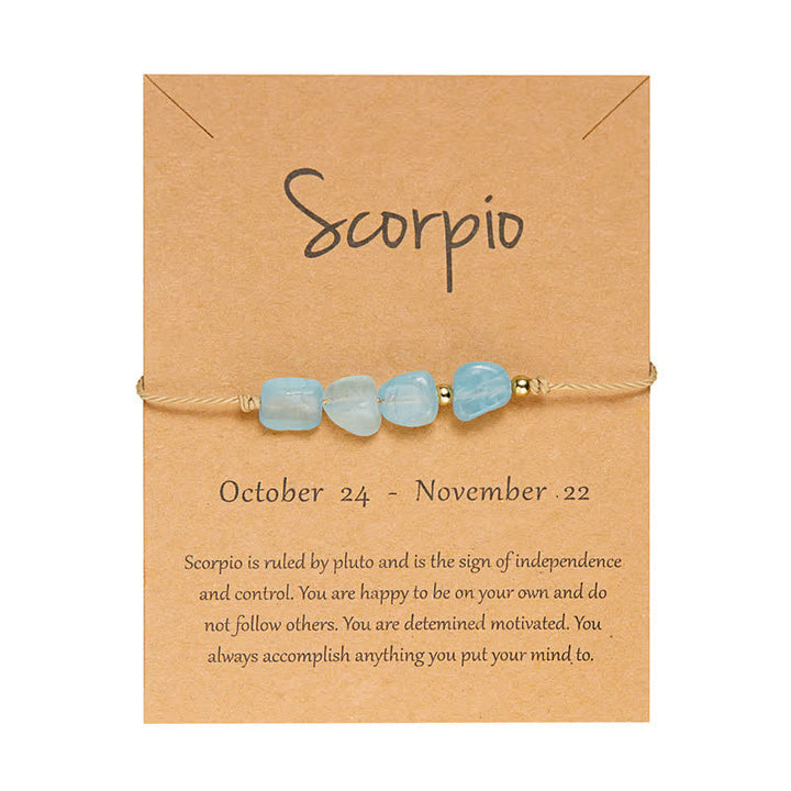 Olivenorma Irregular Stone Beaded Adjustable Astrological Signs Bracelet - Scorpio & Aquamarine - image 15