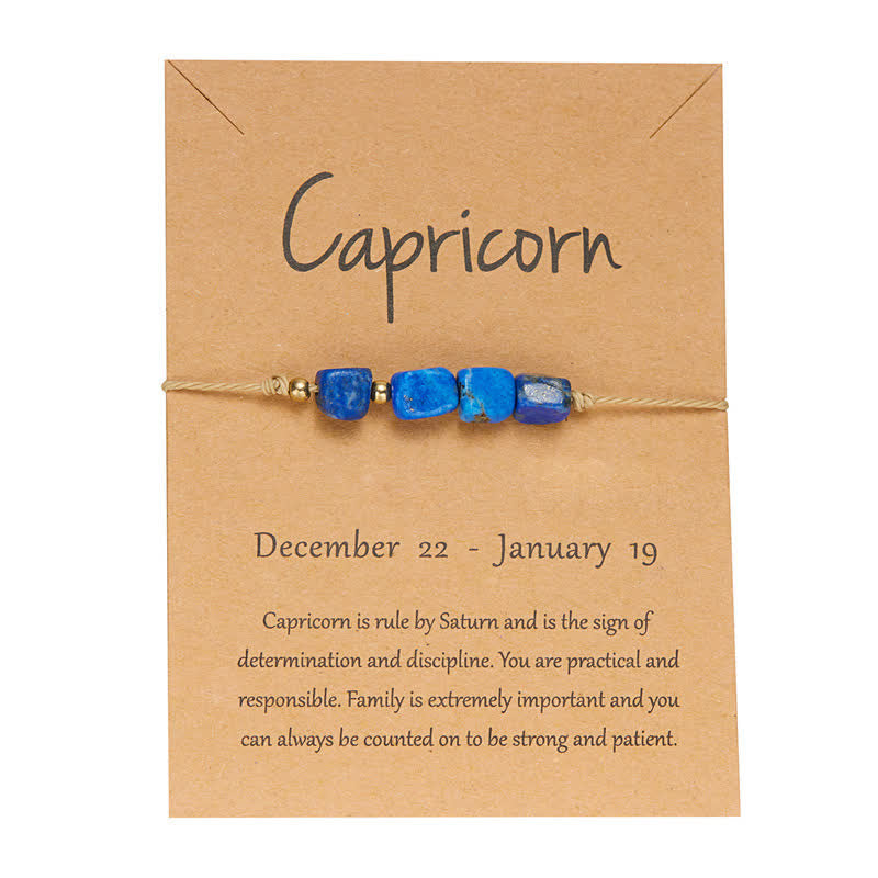 Olivenorma Irregular Stone Beaded Adjustable Astrological Signs Bracelet - Capricorn & Lapis Lazuli - image 19