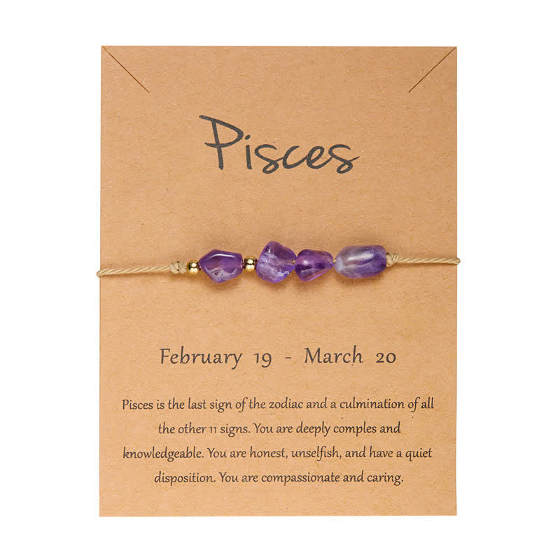Olivenorma Irregular Stone Beaded Adjustable Astrological Signs Bracelet - Pisces & Amethyst - image 23