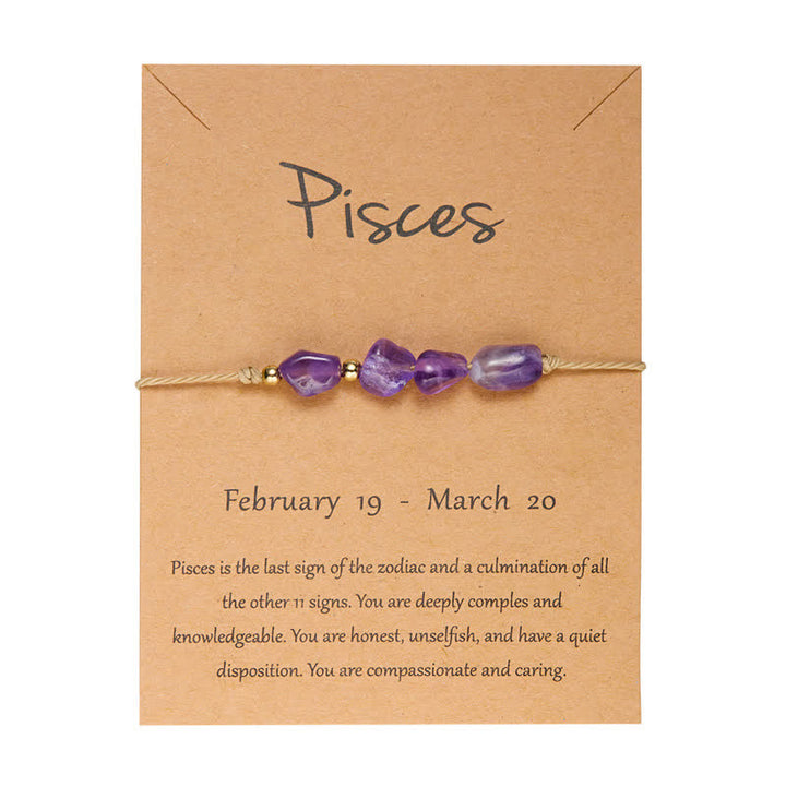 Olivenorma Irregular Stone Beaded Adjustable Astrological Signs Bracelet - Pisces & Amethyst - image 23
