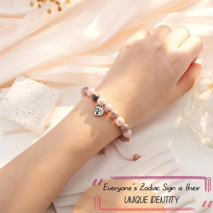 Olivenorma Plum Tourmaline Beaded Zodiac Heart Pendant Bracelet - image 2