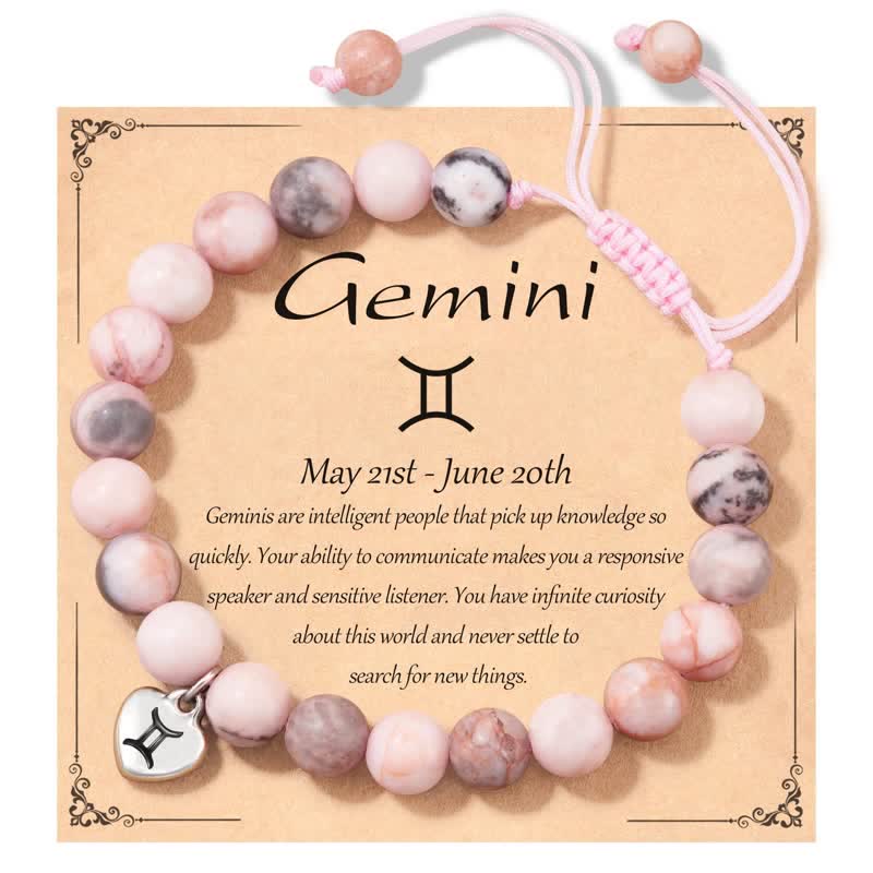 Olivenorma Plum Tourmaline Beaded Zodiac Heart Pendant Bracelet - Gemini - image 4
