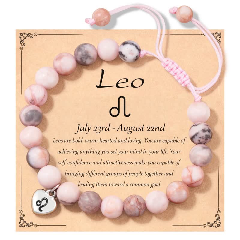 Olivenorma Plum Tourmaline Beaded Zodiac Heart Pendant Bracelet - Leo - image 6