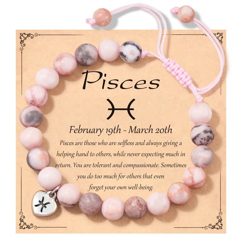 Olivenorma Plum Tourmaline Beaded Zodiac Heart Pendant Bracelet - Pisces - image 12