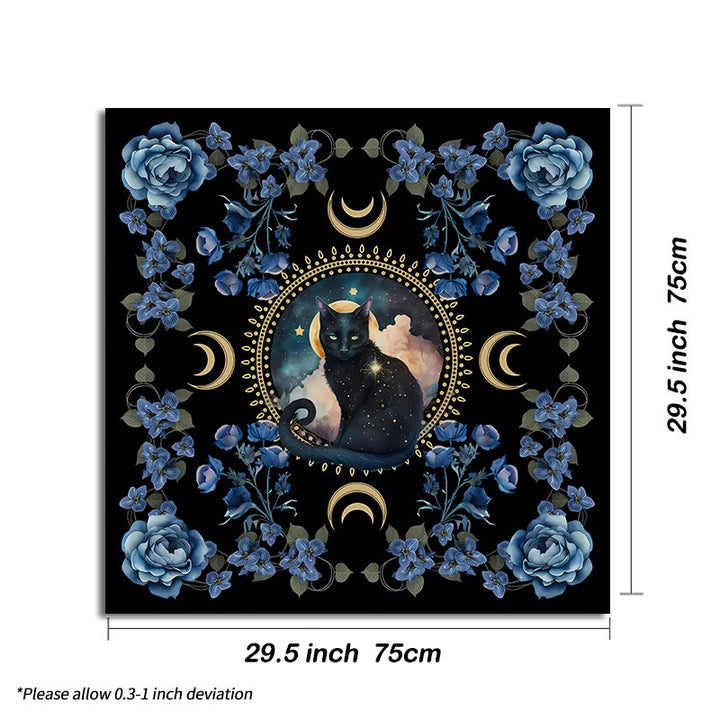 Olivenorma God Sign Cat Divination Tarot Tablecloth - Cat - Black - 75cm*75cm - image 4