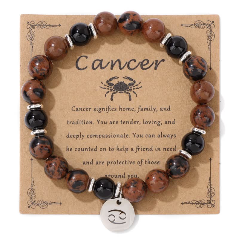Olivenorma 8mm Natural Stone Beads Zodiac Pendant Bracelet - Cancer - image 9