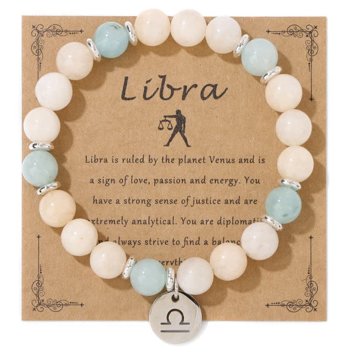 Olivenorma 8mm Natural Stone Beads Zodiac Pendant Bracelet - Libra - image 16
