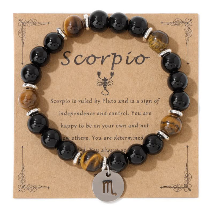 Olivenorma 8mm Natural Stone Beads Zodiac Pendant Bracelet - Scorpio - image 18