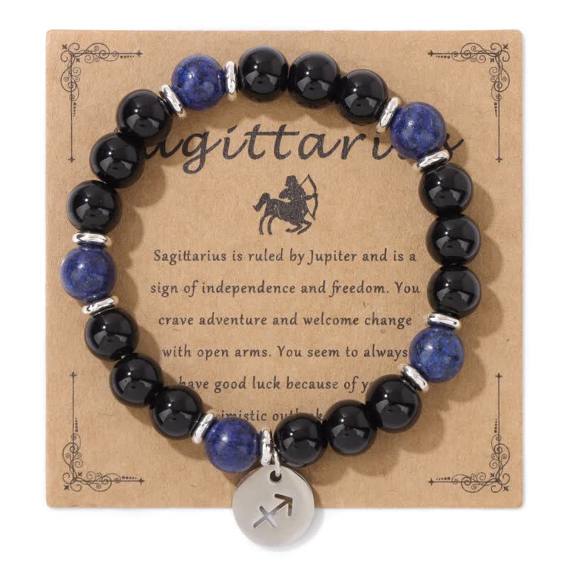 Olivenorma 8mm Natural Stone Beads Zodiac Pendant Bracelet - Sagittarius - image 20