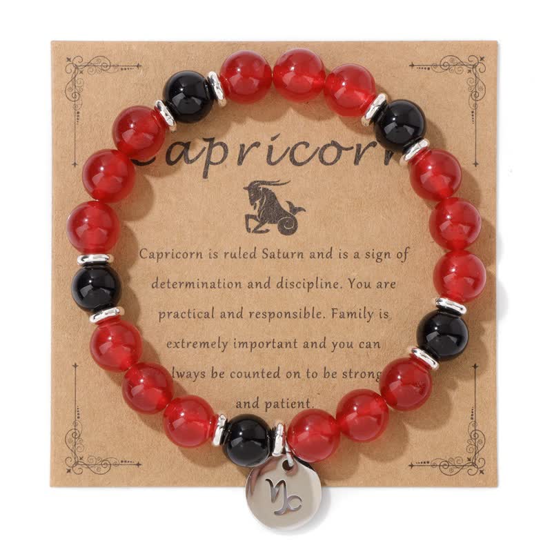 Olivenorma 8mm Natural Stone Beads Zodiac Pendant Bracelet - Capricorn - image 21