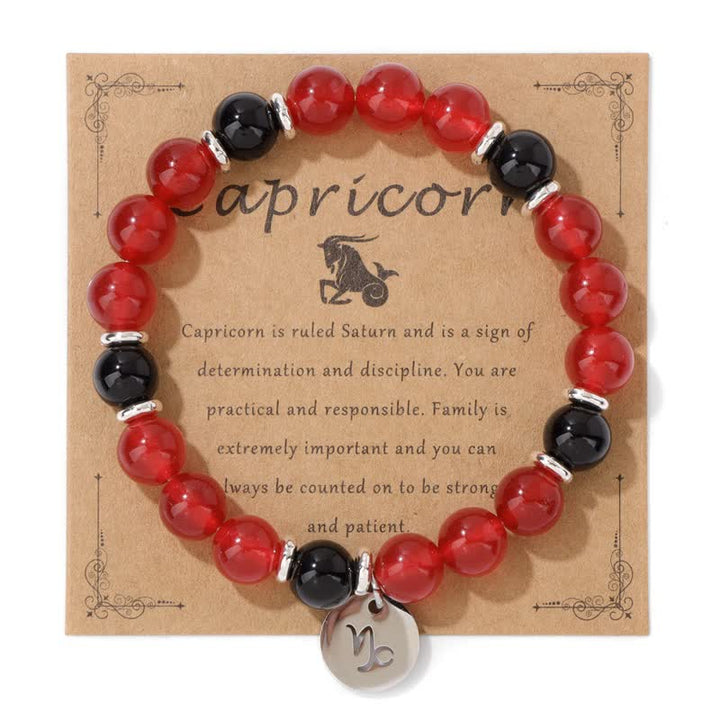 Olivenorma 8mm Natural Stone Beads Zodiac Pendant Bracelet - Capricorn - image 21