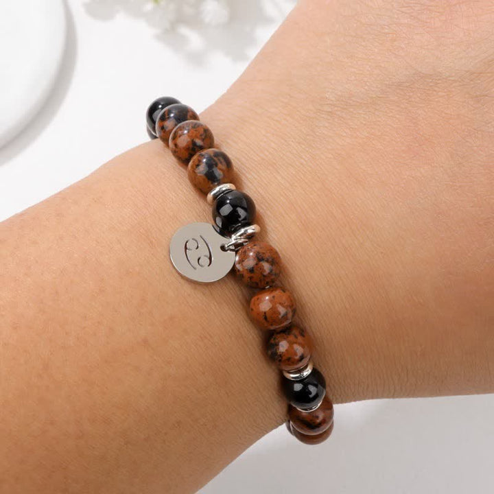 Olivenorma 8mm Natural Stone Beads Zodiac Pendant Bracelet - image 10