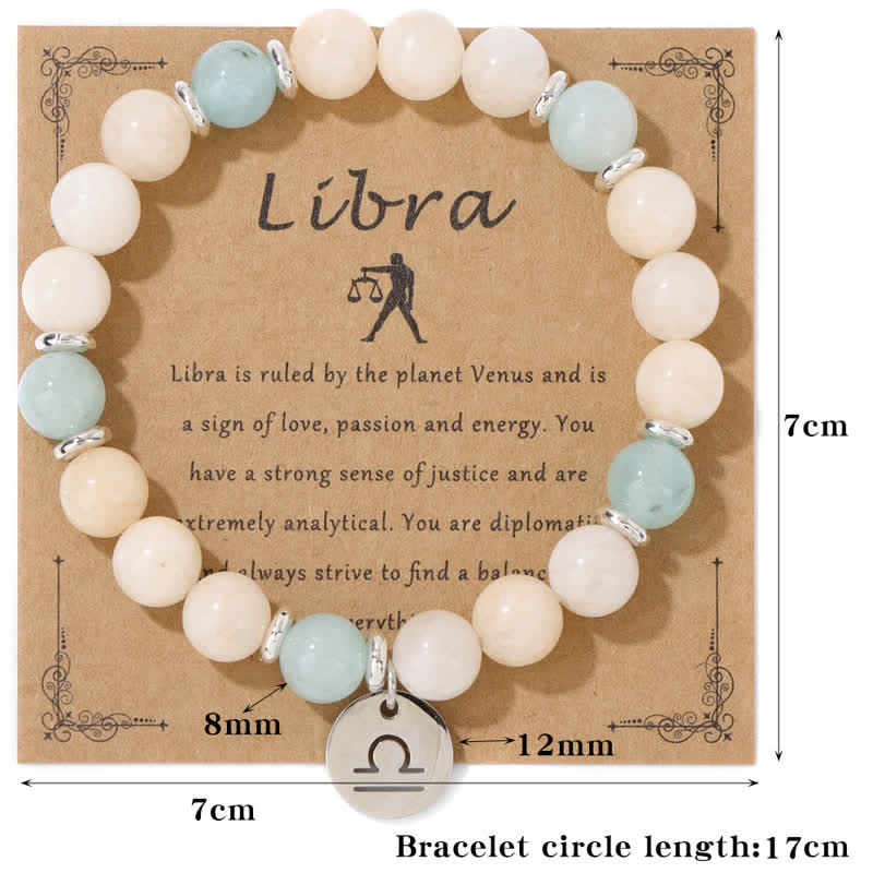 Olivenorma 8mm Natural Stone Beads Zodiac Pendant Bracelet - image 27