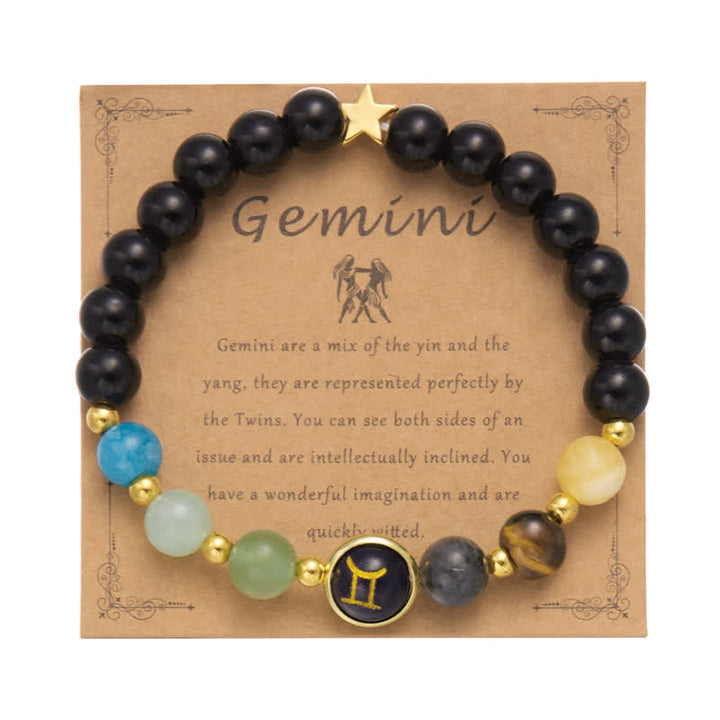 Olivenorma Natural Stone Beaded Zodiac Pentagram Pendant Bracelet - Cancer - image 3