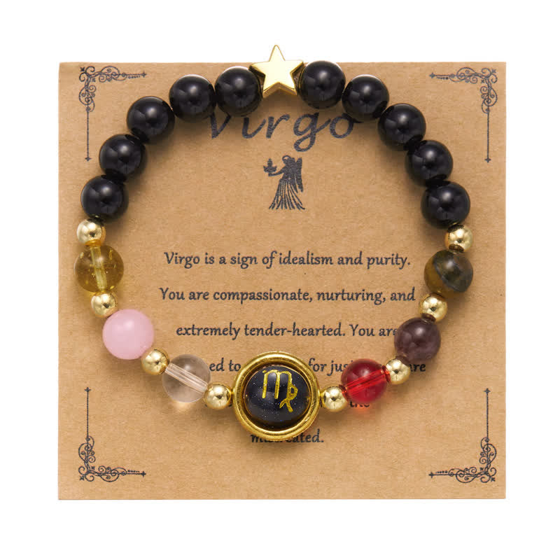 Olivenorma Natural Stone Beaded Zodiac Pentagram Pendant Bracelet - Virgo - image 6