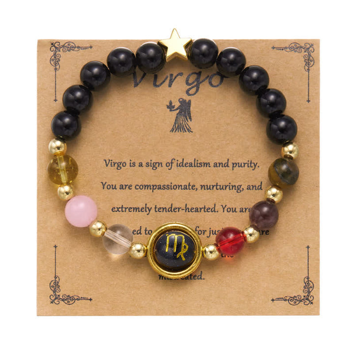 Olivenorma Natural Stone Beaded Zodiac Pentagram Pendant Bracelet - Virgo - image 6