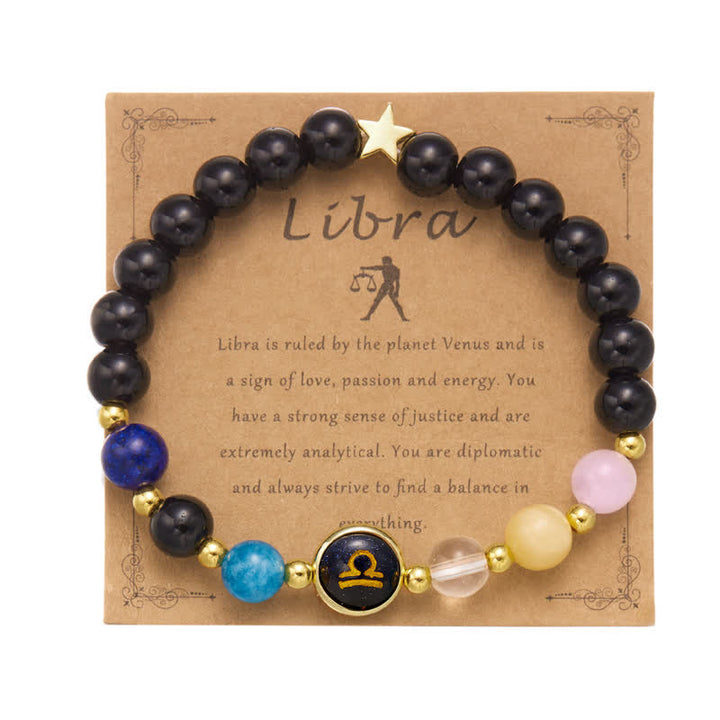 Olivenorma Natural Stone Beaded Zodiac Pentagram Pendant Bracelet - Libra - image 7